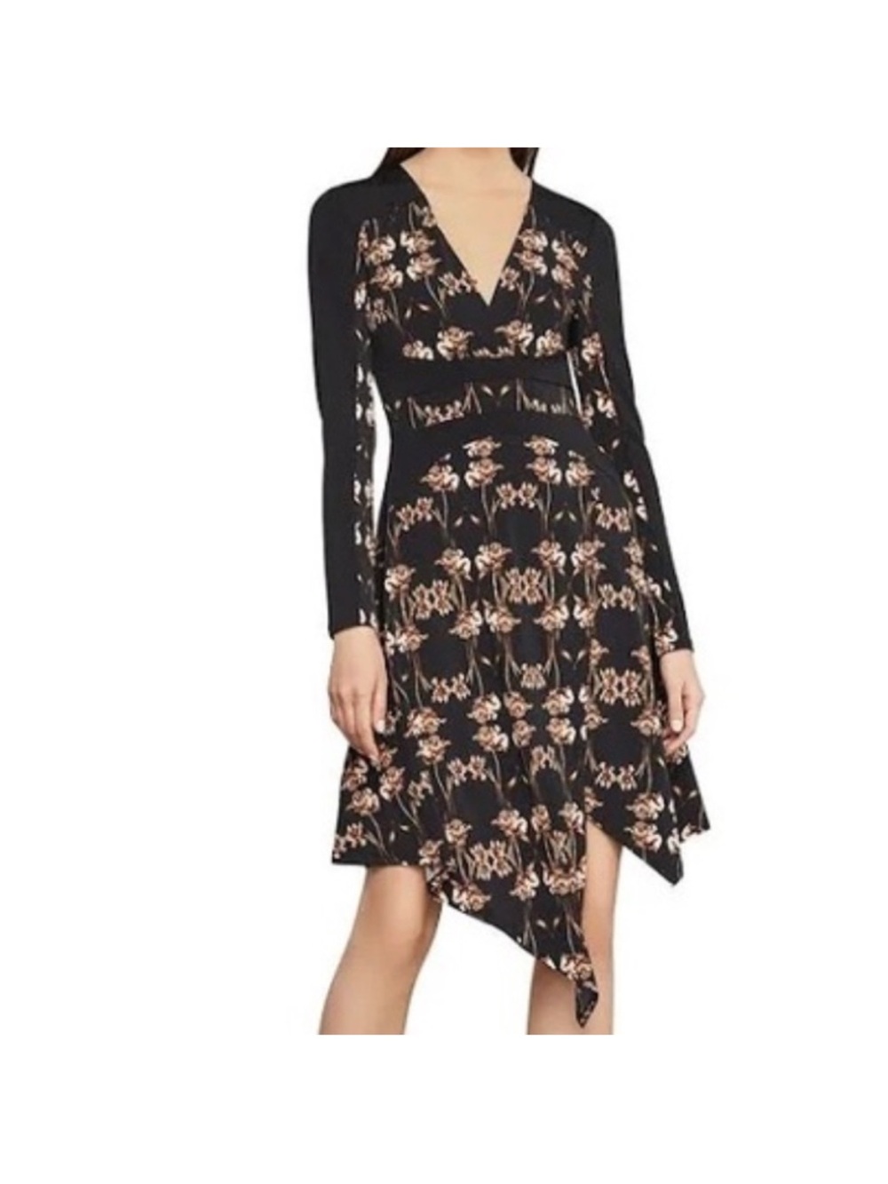 Like New BCBG Max Azria Iris Print Asymmetric Faux Wrap Jersey Dress
Black Small